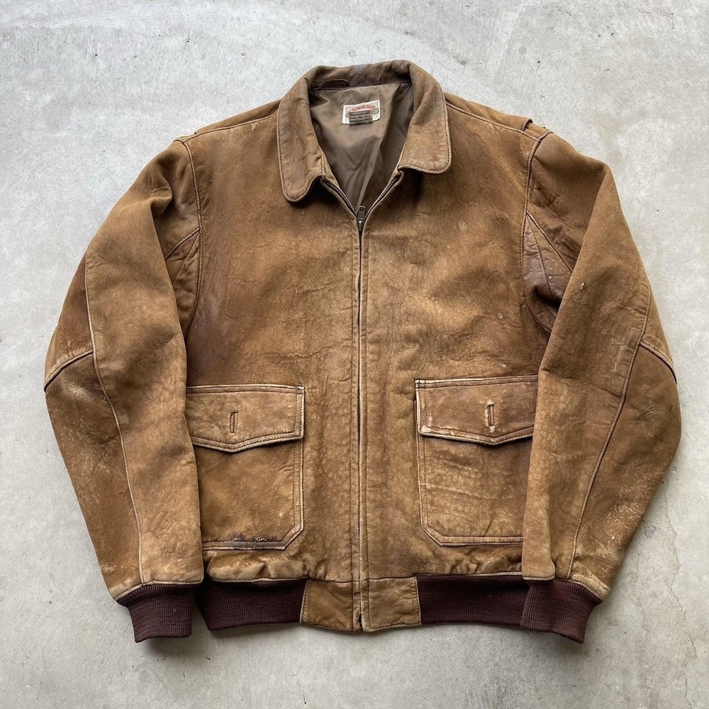 Vintage Banana Republic aviator jacket 40 leather Bomber cockpit Patina Distress